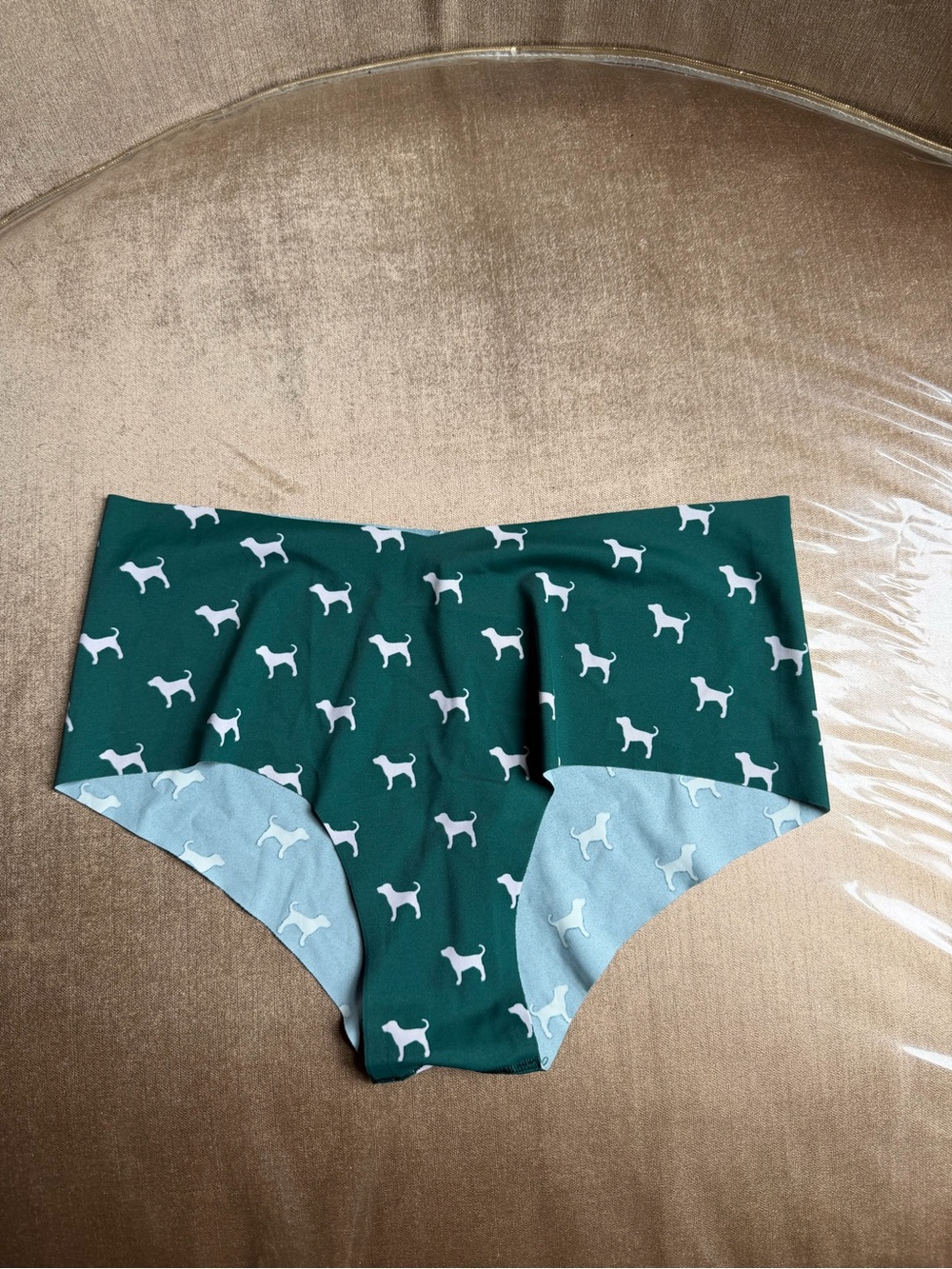 PINK Victoria's Secret Teal Green Dog-Print Seamless Hipster